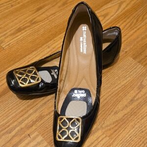 Naturalizer Black Flats with Gold Detail